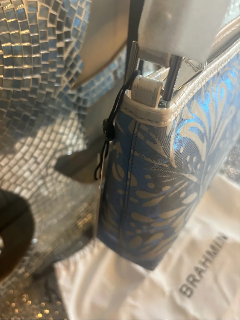 ⭐️Brahmin Lorelei Bellbottom Blue Lucent‎ Leather Shoulder Bag